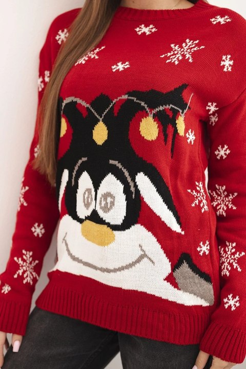 Sweter świąteczny z reniferem czerwony