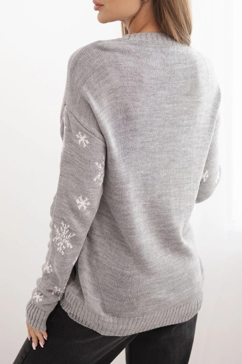 Sweter świąteczny z reniferem szary