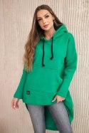 Bluza ocieplana z długim tyłem i kapturem zielona