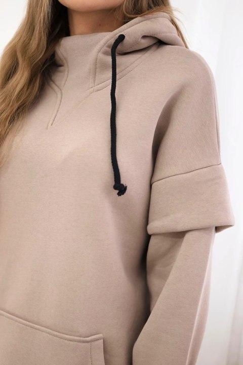 Bluza ocieplana z półgolfem ciemno beżowa