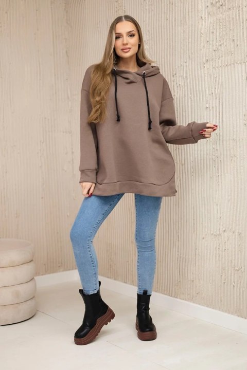 Bluza ocieplana z suwakiem na boku mocca