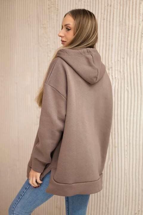 Bluza ocieplana z suwakiem na boku mocca