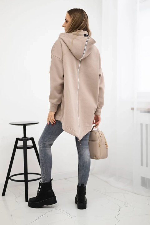 Bluza ocieplana z suwakiem z tyłu ciemno beżowa