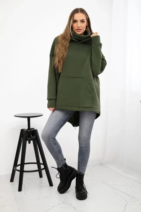 Bluza ocieplana z suwakiem z tyłu khaki