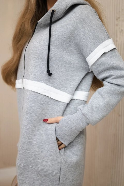 Komplet ocieplany z długą bluzą szary