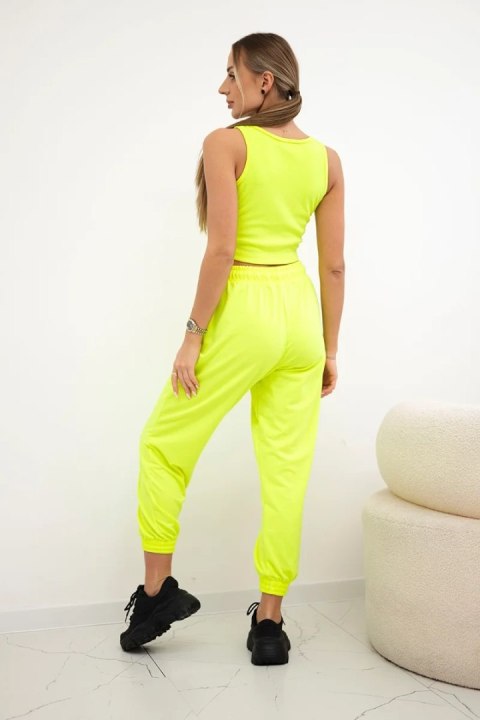 Komplet top+spodnie żółty neon