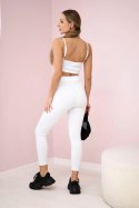 Komplet z bluzką top prążkowany biały