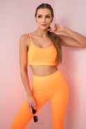 Komplet z bluzką top prążkowany pomarańczowy neon