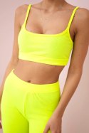 Komplet z bluzką top prążkowany żółty neon