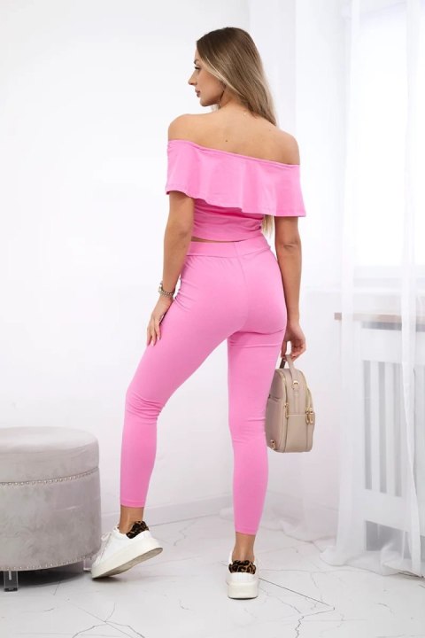 Komplet z falbanką jasno różowy