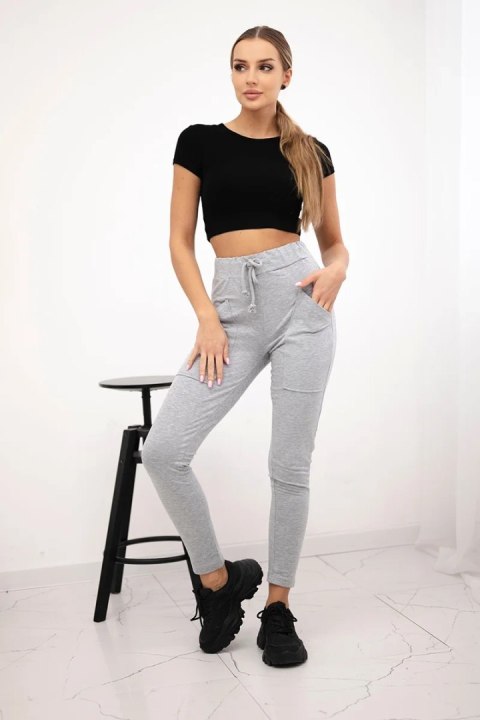 Spodnie dresowe wiązane w pasie szara