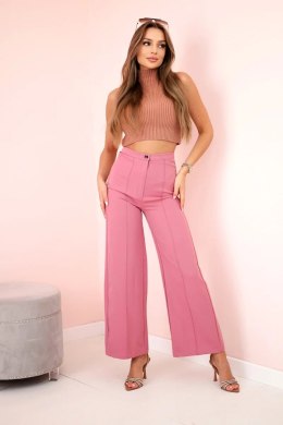 Spodnie z szeroką nogawką ciemno różowe