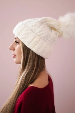 Czapka z polarem Warkocz K226 biała