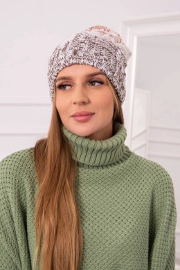 Czapka z polarem Dolores K303 brązowy+biały+rudy