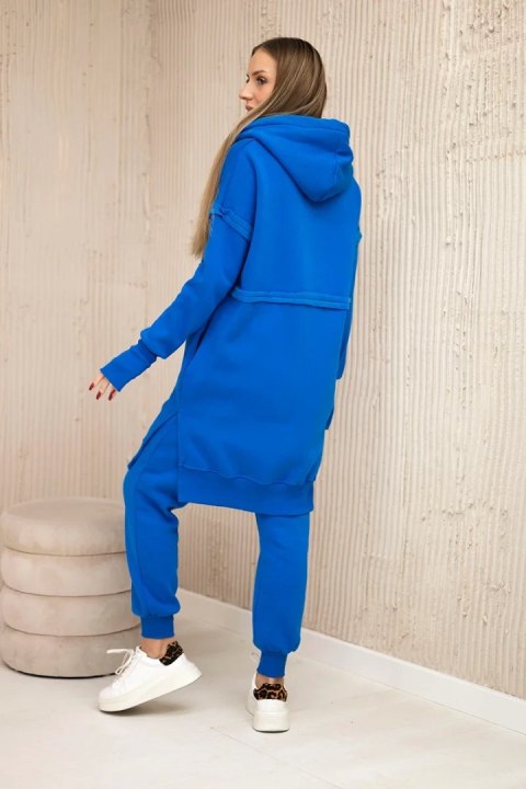 Komplet ocieplany z długą bluzą chabrowy