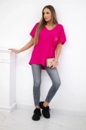 Bluzka bawełniana z kieszonką fuksja