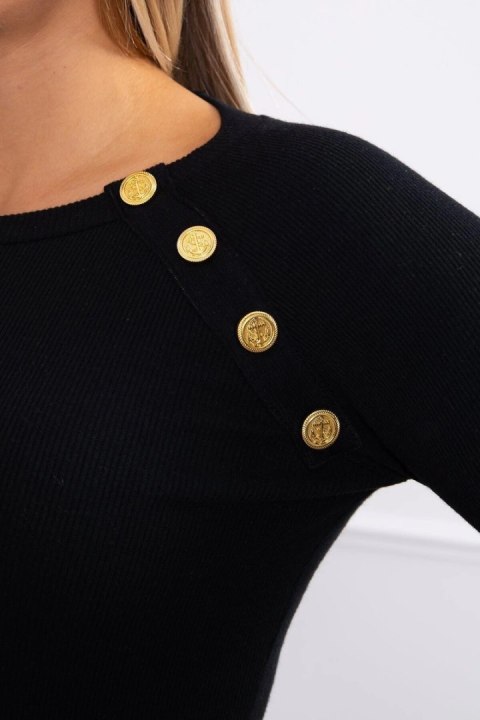 Bluzka z ozdobnymi guzikami czarna