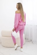 Komplet 3-częściowy bluza + top + legginsy jasno różowy