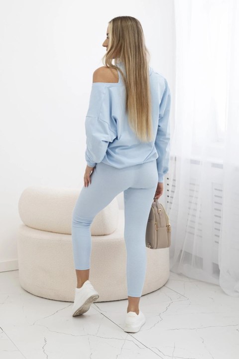 Komplet 3-częściowy bluza + top + legginsy niebieski