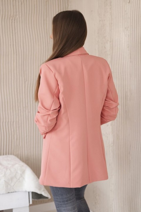 Marynarka z klapami elegancka ciemno morelowa