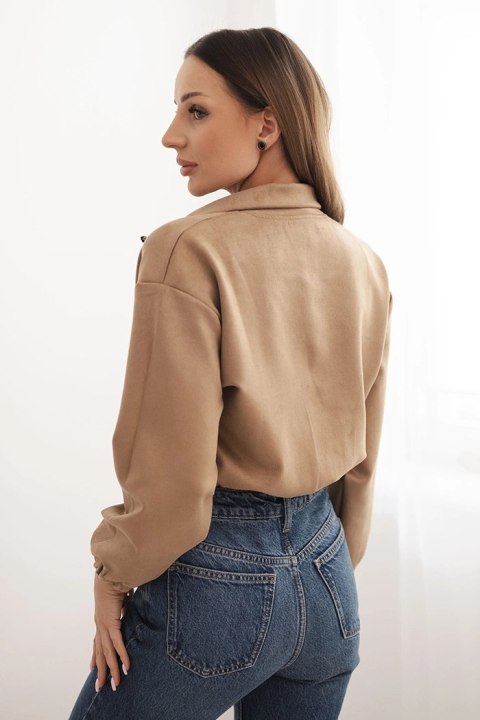 Bluza zamszowa na suwak beżowa