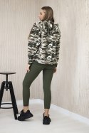 Komplet 3-częściowy moro bluza, top i legginsy khaki + ecru