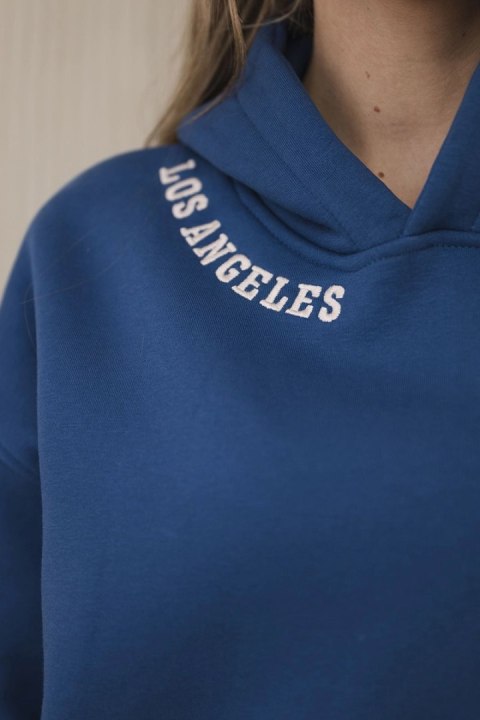 Komplet ocieplany z haftem Los Angeles jeansowy