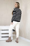 Komplet sweterkowy Bluza w paski + Spodnie ecru