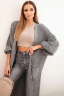 Sweter długi kardigan ciemny szary