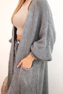 Sweter długi kardigan ciemny szary