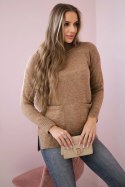 Sweter ze stójką camelowy