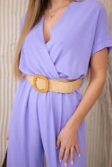 Kombinezon z ozdobnym paskiem w talii jasny fioletowy