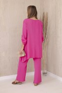 Komplet bluzka + spodnie z wisiorkiem różowy