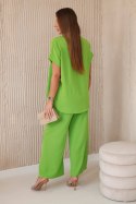 Komplet z naszyjnikiem bluzka + spodnie jasny zielony