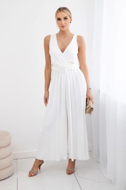 Kombinezon z wiskozy plisowany ecru