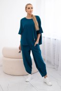 Komplet bawełniany bluzka + spodnie morski