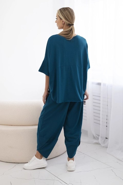 Komplet bawełniany bluzka + spodnie morski