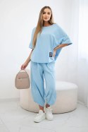 Komplet bawełniany bluzka + spodnie niebieski