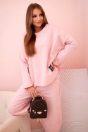 Komplet new punto bluza + spodnie pudrowy róż