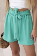 Spodenki wiązane w pasie ciemno miętowe