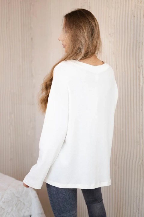 Bluzka sweterkowa z naszyjnikiem ecru