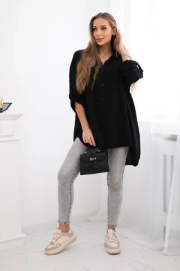 Koszula bawełniana muślinowa Plus Size czarna