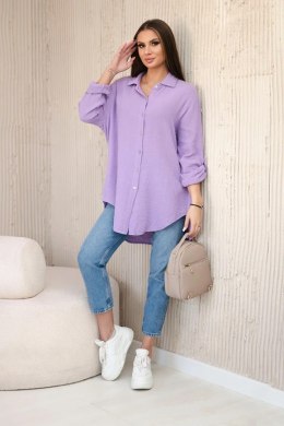 Koszula bawełniana muślinowa oversize fioletowa