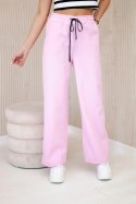 Spodnie Punto z szeroką nogawką jasno różowe