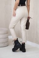 Spodnie woskowane z paskiem beżowe