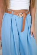 Spodnie z paskiem i szeroką nogawką niebieskie