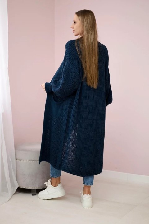 Sweter długi kardigan granatowy
