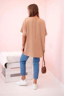 Bluzka oversize z wisiorkiem jasny camelowy