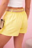 Spódnico-spodenki damskie z zakładkami i paskiem żółte
