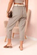 Spodnie damskie lniane z bawełną i paskiem fango